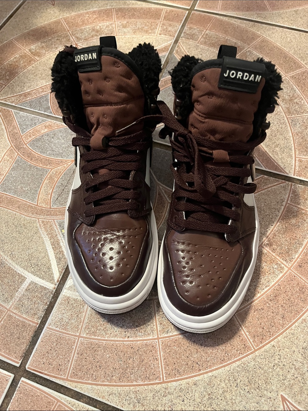 Jordan Women’s High-Top Sneakers in Brown and White